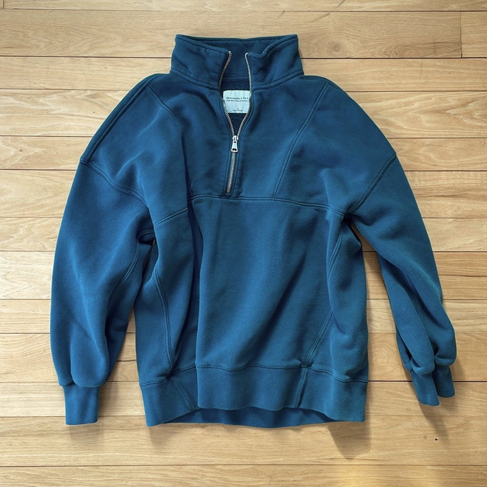 Abercrombie Essential Oversized Sunday Half-zip Teal